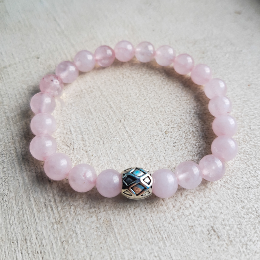 P389 - Pulseira de Pedra Quartzo Rosa (3) P389 - Pulseira de Pedra Quartzo Rosa