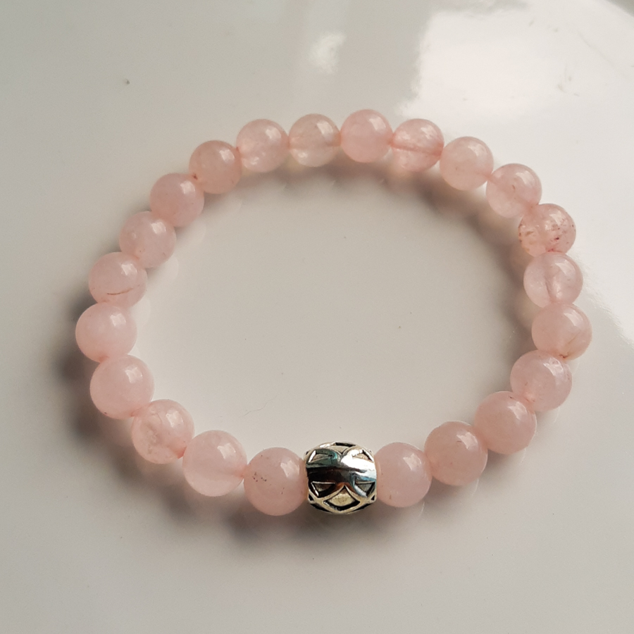 P389 - Pulseira de Pedra Quartzo Rosa (5) P389 - Pulseira de Pedra Quartzo Rosa