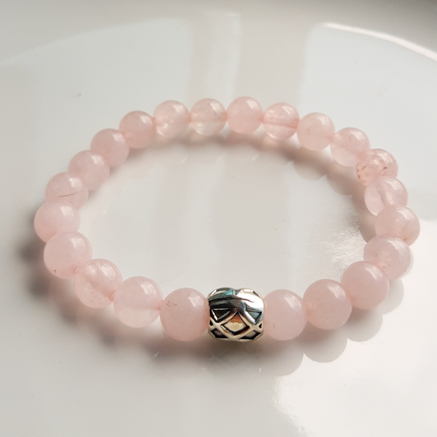 P389 - Pulseira de Pedra Quartzo Rosa (7) P389 - Pulseira de Pedra Quartzo Rosa