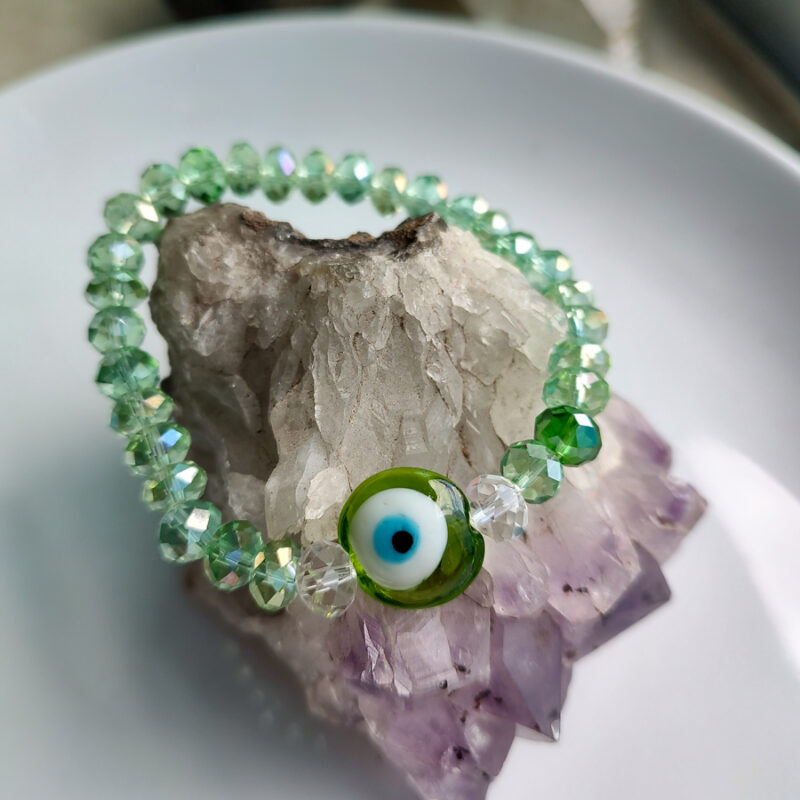 P392 - Pulseira Quebra Zica - Olho Grego Verde