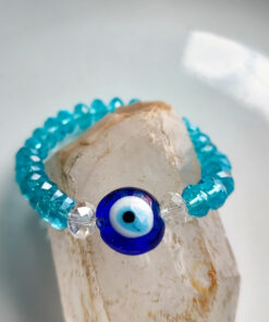 P393 - Pulseira de Olho Grego com Cristal Azul