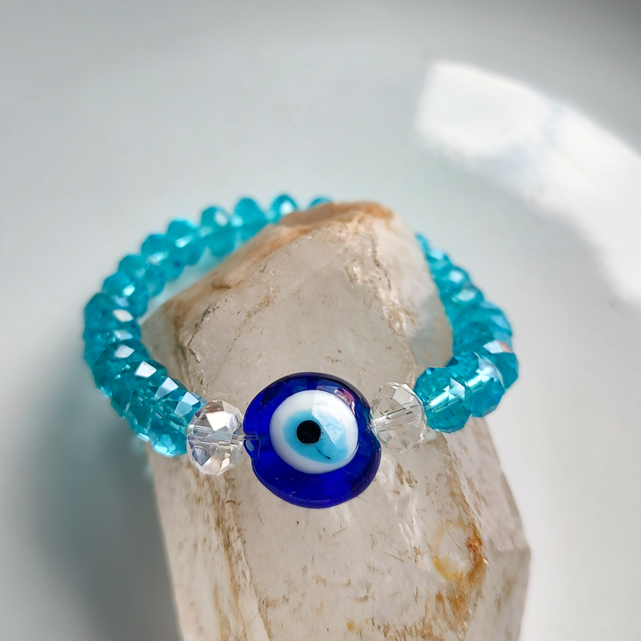 P393 - Pulseira de Olho Grego com Cristal Azul (2) P393 - Pulseira de Olho Grego com Cristal Azul
