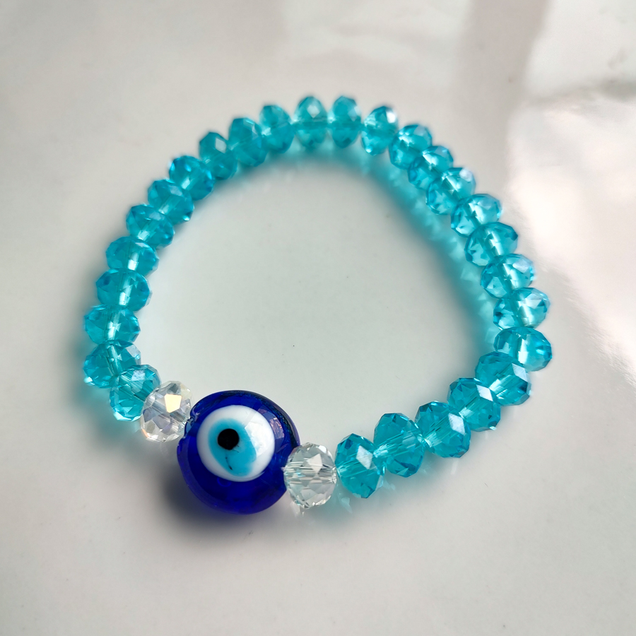 P393 - Pulseira de Olho Grego com Cristal Azul (3) P393 - Pulseira de Olho Grego com Cristal Azul