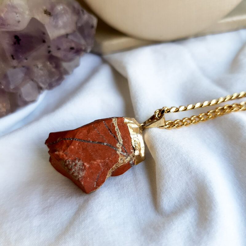 C200 - Colar Pedra Jaspe Vermelho