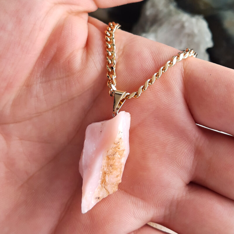 C204 - Colar Pedra Opala Rosa