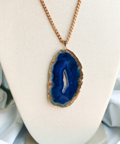 C217 - Colar Chapa Ágata Azul