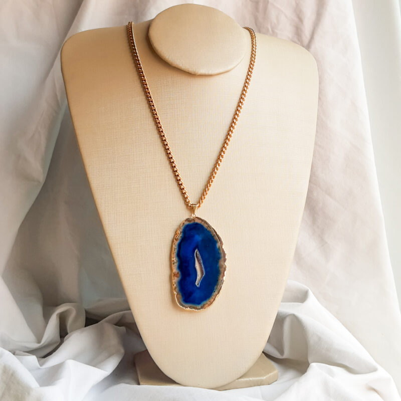 C217 - Colar Chapa Ágata Azul