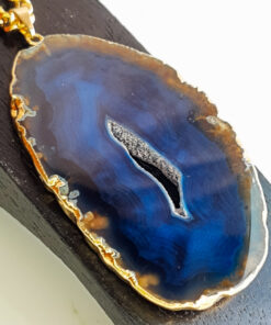 C217 - Colar Chapa Ágata Azul