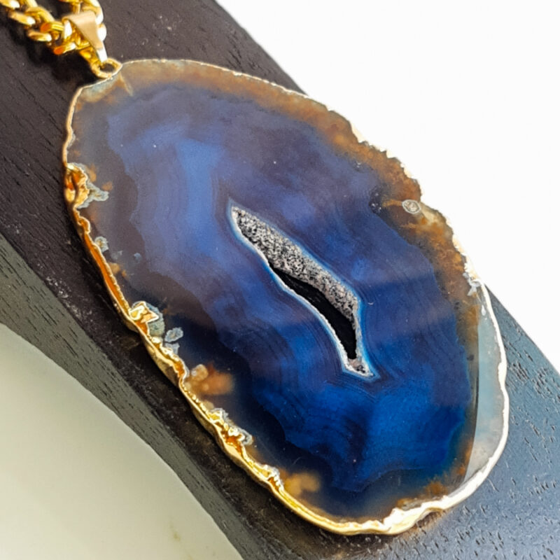 C217 - Colar Chapa Ágata Azul