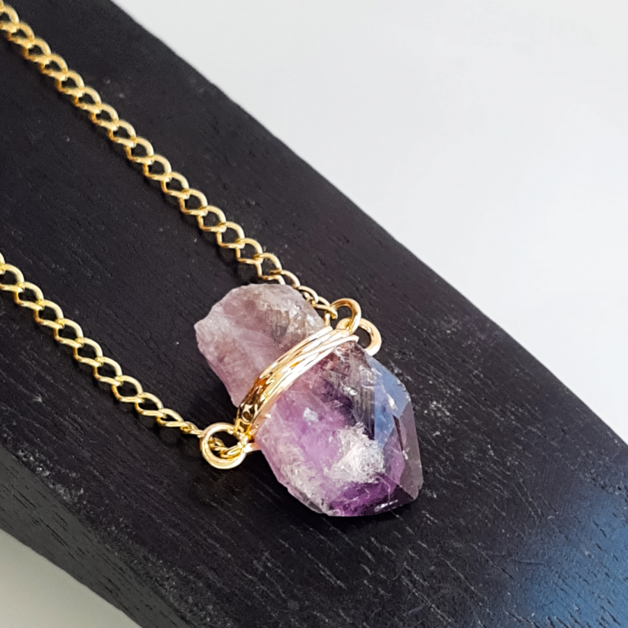 C223 - Colar Choker Pedra Ametista (2) C223 - Colar Choker Pedra Ametista