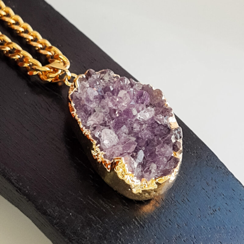 C225 - Colar Pedra Druza Ametista