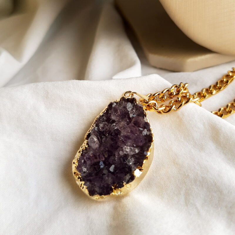 C225 - Colar Pedra Druza Ametista
