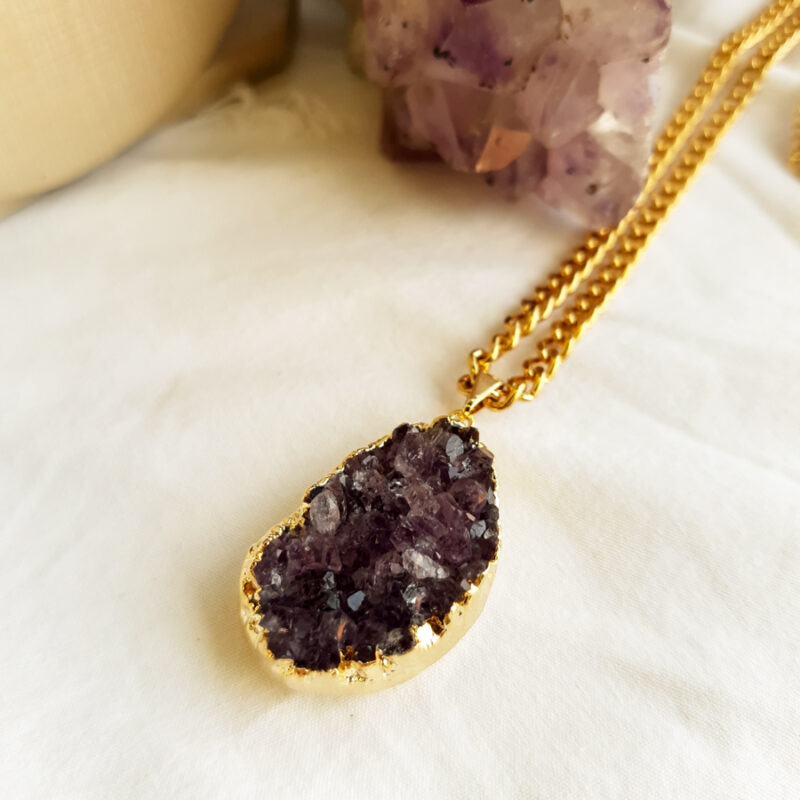 C225 - Colar Pedra Druza Ametista