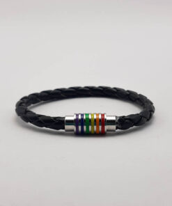 P369C - Pulseira LGBT Couro com Fecho de Ímã