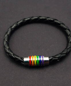 P369C - Pulseira LGBT Couro com Fecho de Ímã