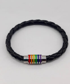 P369C - Pulseira LGBT Couro com Fecho de Ímã