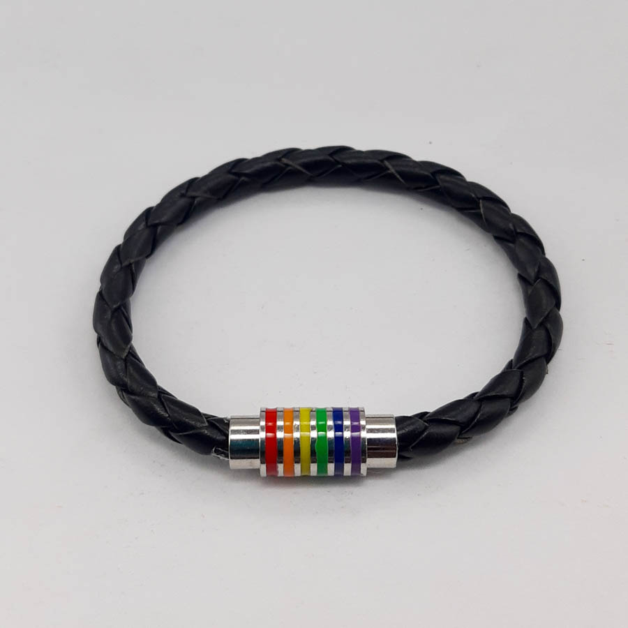 P369C - Pulseira LGBT Couro com Fecho de Ímã (4) P369C - Pulseira LGBT Couro com Fecho de Ímã