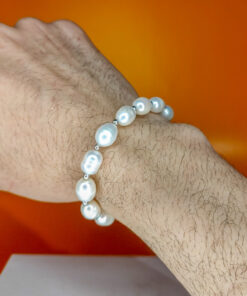 P404 - Pulseira Pérola Real - Água Doce Prata