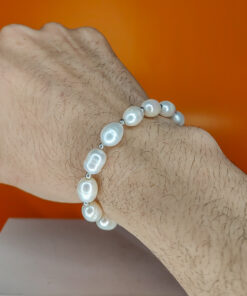 P404 - Pulseira Pérola Real - Água Doce Prata
