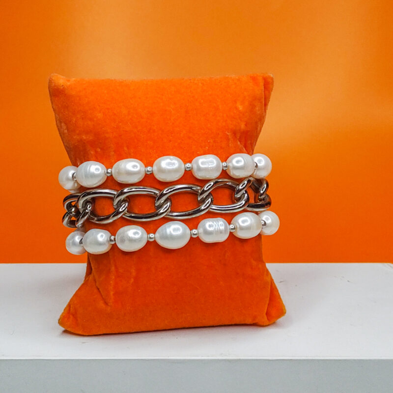 P406 - Pulseira Roma - Pérola Real Prata