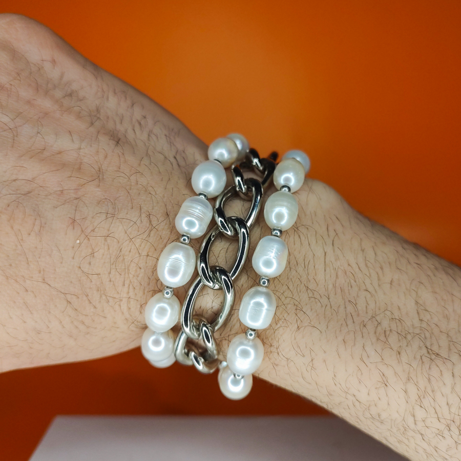 P406 - Pulseira Roma - Pérola Real Prata (2) P406 - Pulseira Roma - Pérola Real Prata