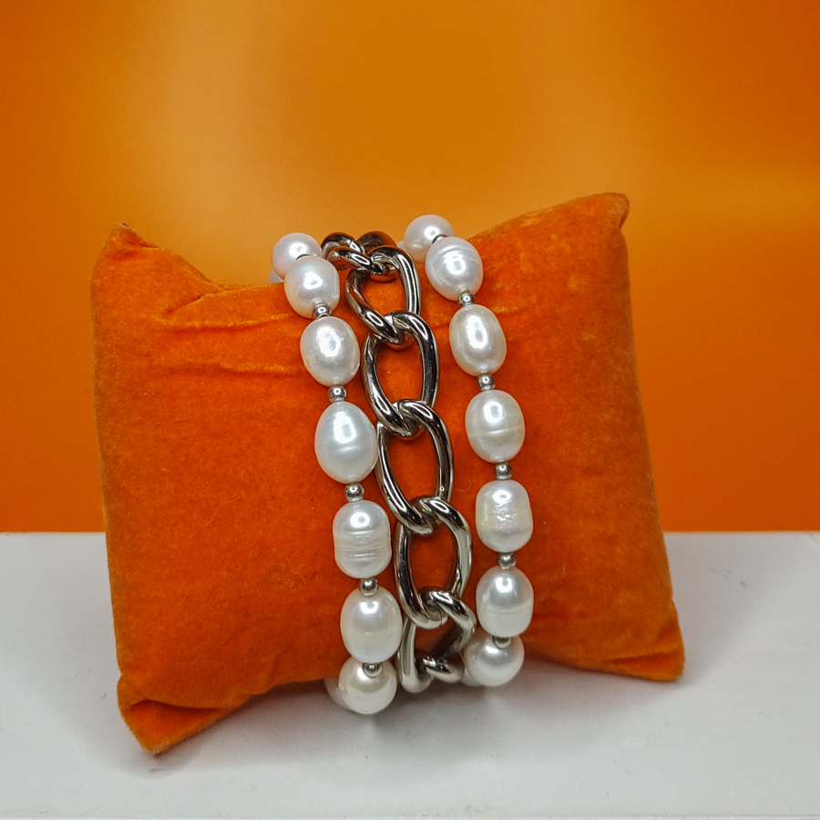 P406 - Pulseira Roma - Pérola Real Prata (3) P406 - Pulseira Roma - Pérola Real Prata