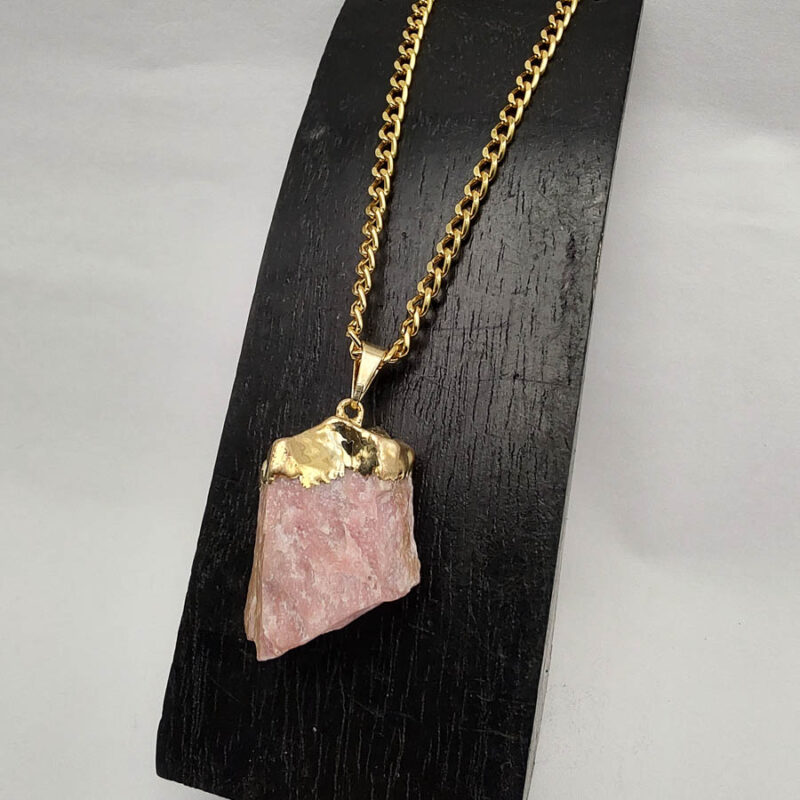 C234 - Colar Pedra Quartzo Morango