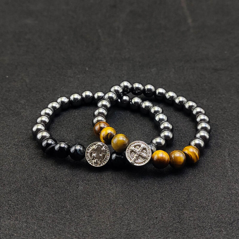 P408 - Pulseira São Bento - Olho de Tigre