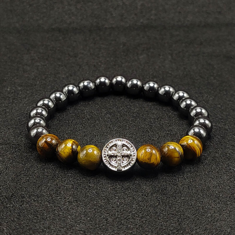 P408 - Pulseira São Bento - Olho de Tigre