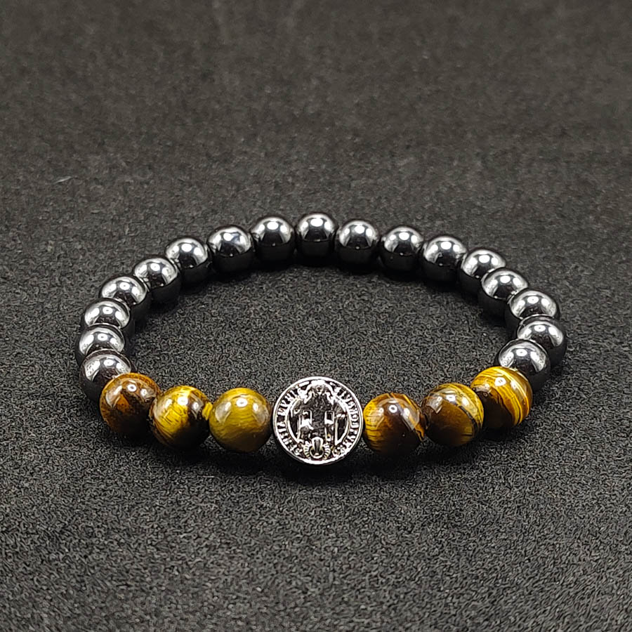 P408 - Pulseira São Bento - Olho de Tigre (19) P408 - Pulseira São Bento - Olho de Tigre