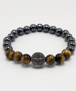 P408 - Pulseira São Bento - Olho de Tigre
