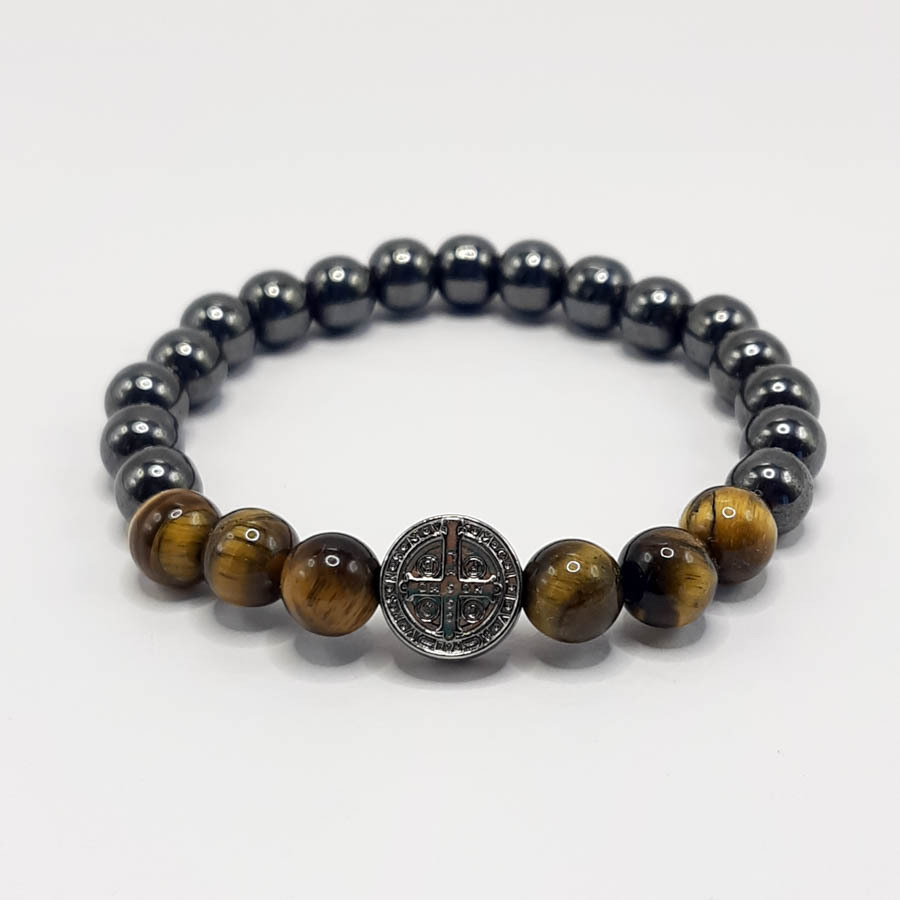 P408 - Pulseira São Bento - Olho de Tigre (6) P408 - Pulseira São Bento - Olho de Tigre