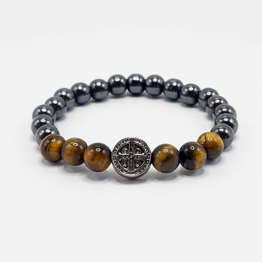 P408 - Pulseira São Bento - Olho de Tigre (8) P408 - Pulseira São Bento - Olho de Tigre